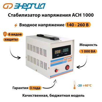 Однофазный стабилизатор напряжения Энергия АСН 1000 - Стабилизаторы напряжения - Стабилизаторы напряжения для котлов - Магазин электротехнических товаров Проф Ток